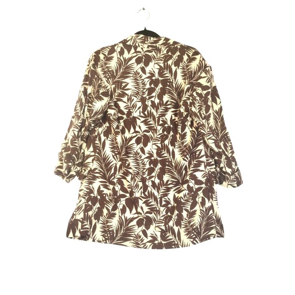 NWT Mango Blazer Women's XS Linen Blend Brown Tropical Hawaii Aloha Resort - Picture 2 of 12